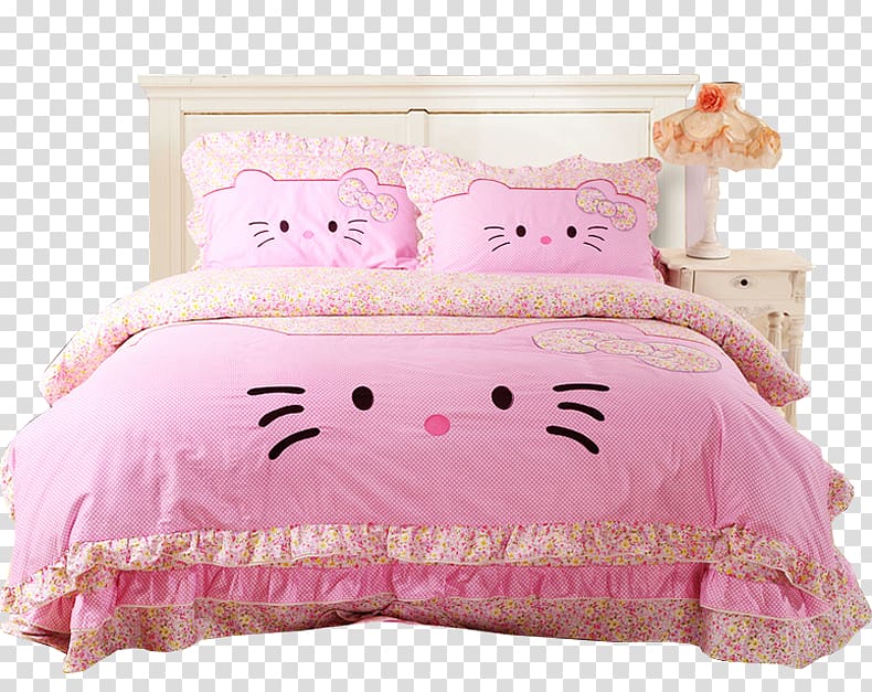 Hello Kitty Bed sheet Bedding Bedroom Comforter, bed transparent background PNG clipart