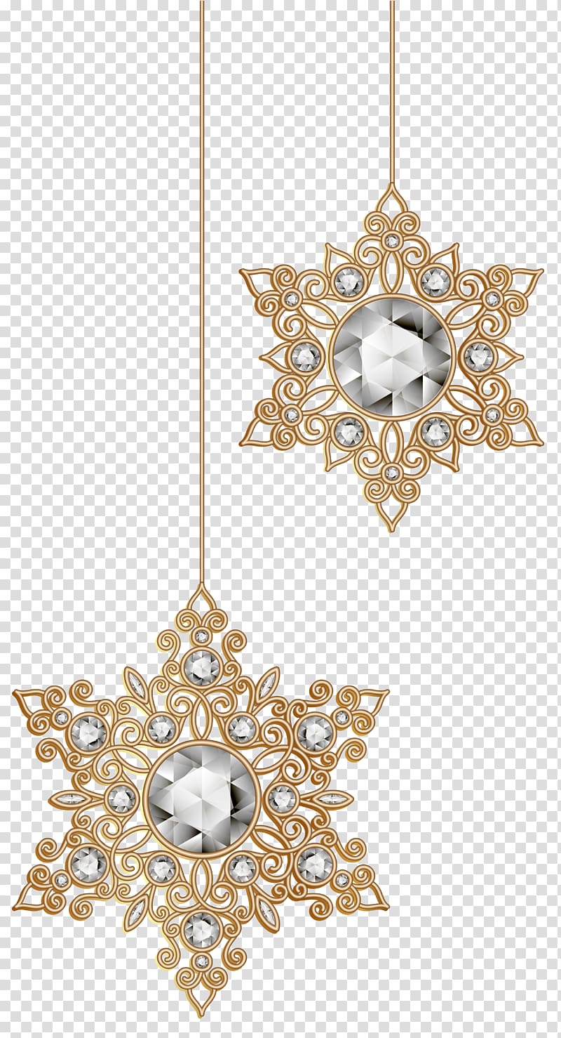 two brown snowflakes illustration, Christmas ornament Snowflake , Christmas Snowflakes Ornaments transparent background PNG clipart