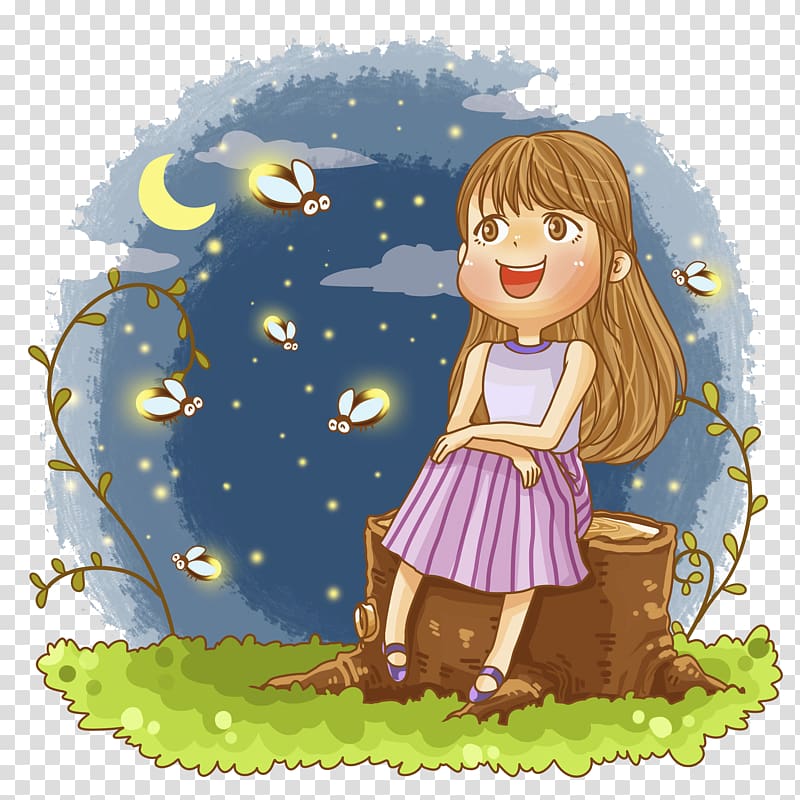 Drawing Girl Cartoon, Long haired girl transparent background PNG clipart