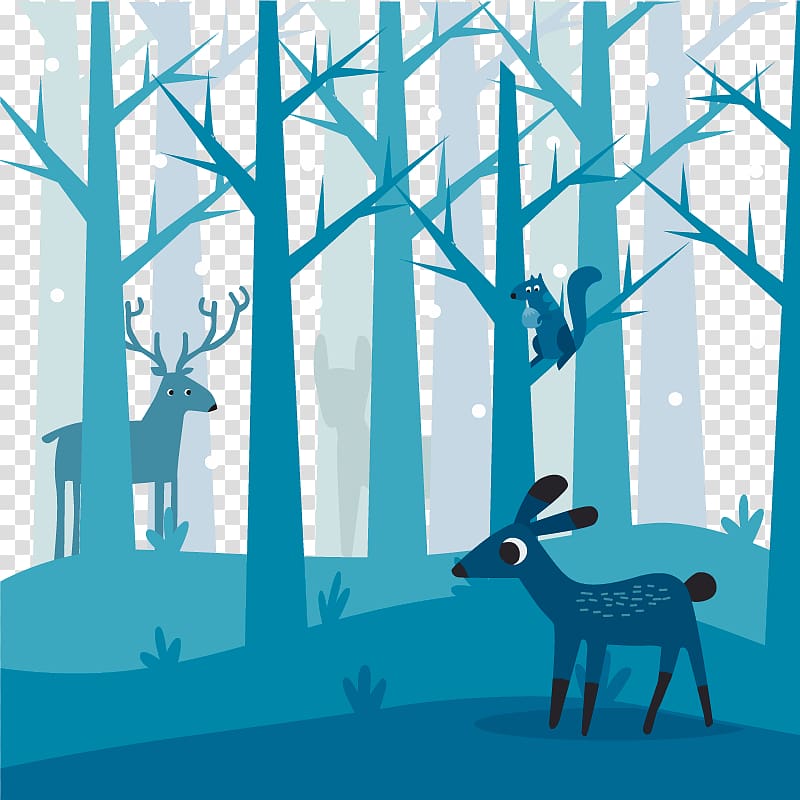Deer Forest Illustration, deep forest transparent background PNG clipart