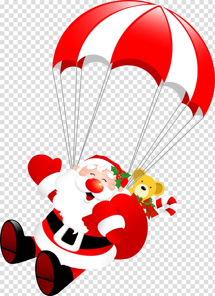 Santa Claus Parachute Christmas Parachuting, santa claus transparent background PNG clipart