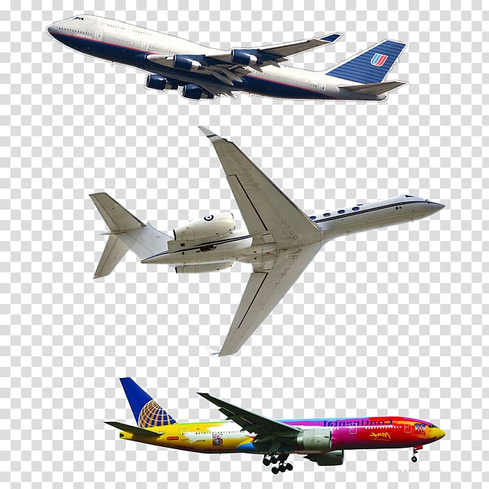 Airplane Wide-body aircraft Airbus Boeing 777, Three aircraft transparent background PNG clipart