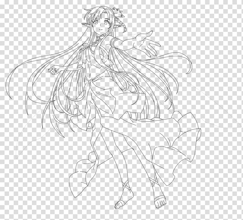 Asuna Kirito Sword Art Online 1: Aincrad Line art, asuna transparent background PNG clipart