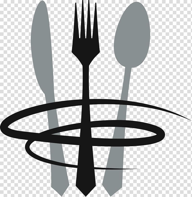 spoon, fork, and knife illustration, Cafe Italian cuisine Fast food Restaurant Logo, Gray knife and fork circle transparent background PNG clipart