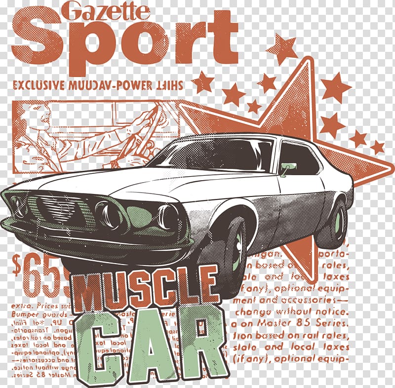 Printed T-shirt Printing Clothing, Sports car posters creative music transparent background PNG clipart