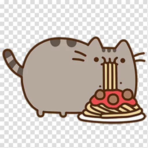 Pusheen cat eating spaghetti , Cat Pusheen Kitten Pasta Eating, Cat transparent background PNG clipart