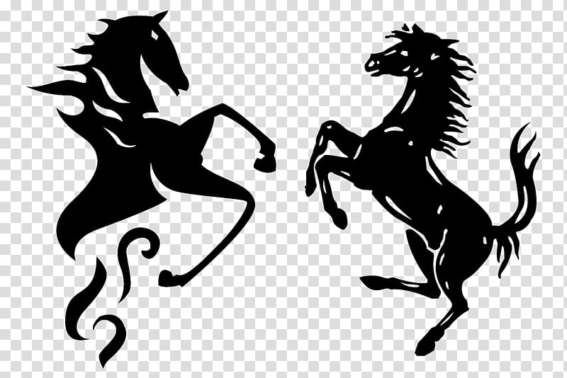 two black horses illustration, LaFerrari Logo Prancing Horse, Running horse transparent background PNG clipart