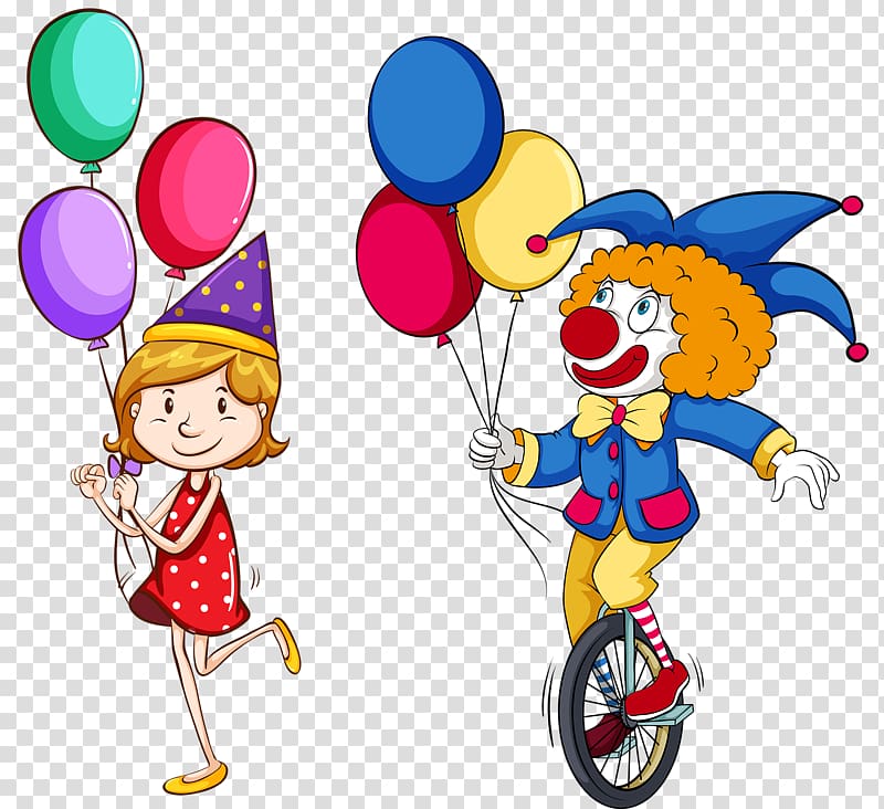 Unicycle Flashcard Illustration, Clown on the stage transparent background PNG clipart