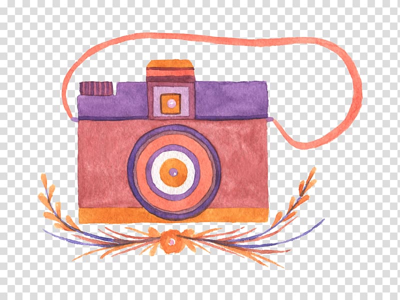 Drawing Watercolor painting Camera , portable paper bag transparent background PNG clipart