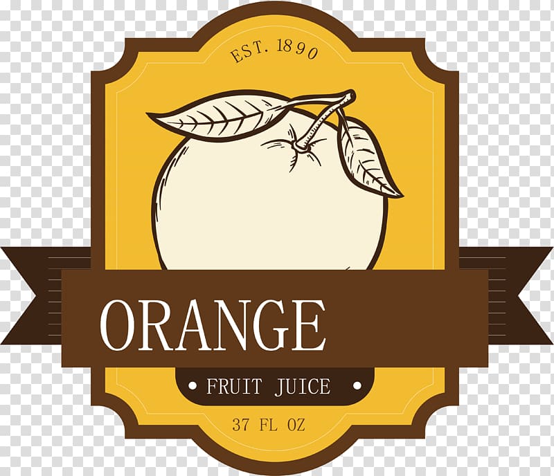 Label Illustration, Orange sticker design transparent background PNG clipart