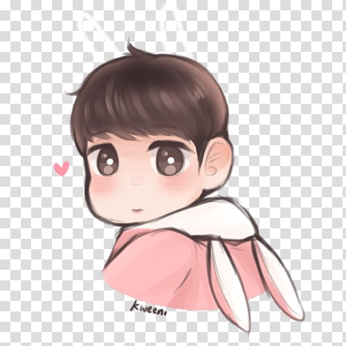 BTS Drawing Chibi Fan art Dope, pink bunny ears transparent background PNG clipart