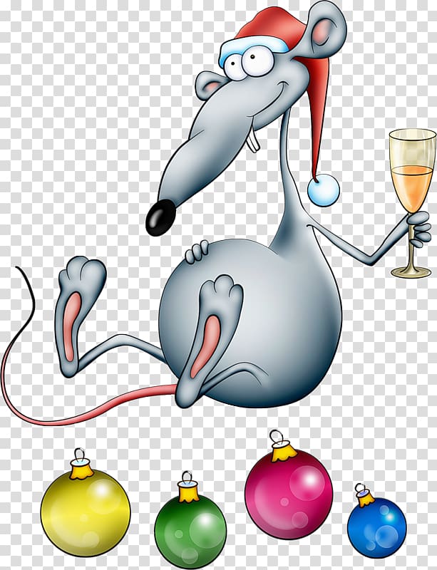 Christmas New Year Santa Claus, Hand-painted mouse transparent background PNG clipart