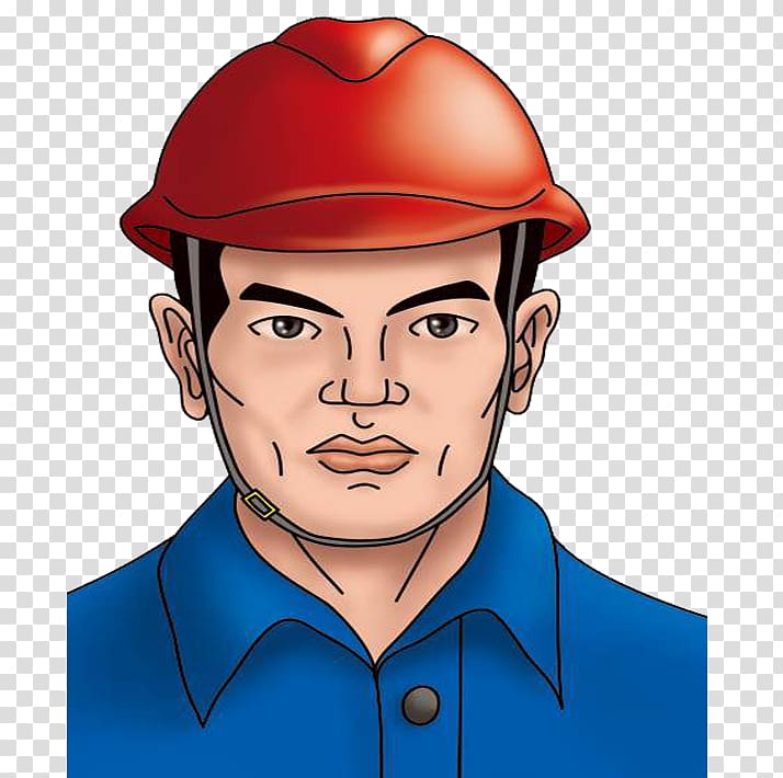 Hard hat Laborer Cartoon, Wear a safety helmet transparent background PNG clipart