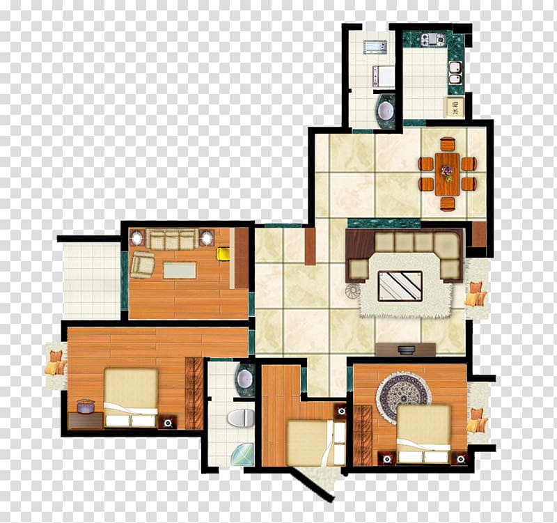 Interior Design Services Architecture House painter and decorator Floor plan, Home improvement renderings cozy apartment with four bedrooms and two living rooms FIG. transparent background PNG clipart