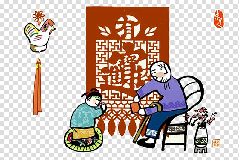 Chinese New Year 1u67081u65e5 Bainian 1u67082u65e5 Lunar New Year, Red Chinese style sun dress decoration pattern transparent background PNG clipart