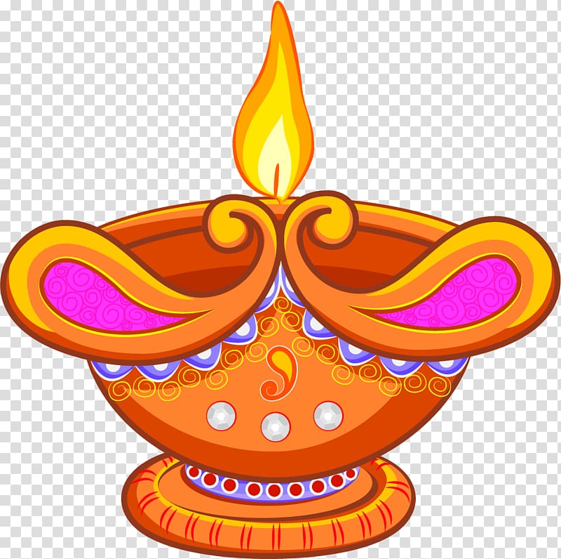 lighted candle illustration, Light Lamp Diwali , Cartoon hand painted beautiful oil lamp transparent background PNG clipart