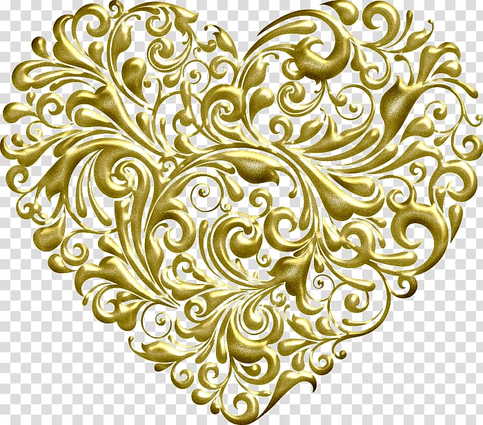 Cartoon painted gold heart-shaped pattern transparent background PNG clipart