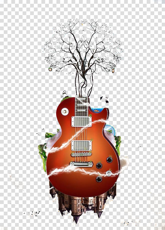 Musical instrument Musical note, Creative Guitar transparent background PNG clipart