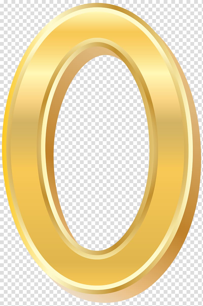 round gold plated 0, Yellow Circle, Gold Style Number Zero transparent background PNG clipart