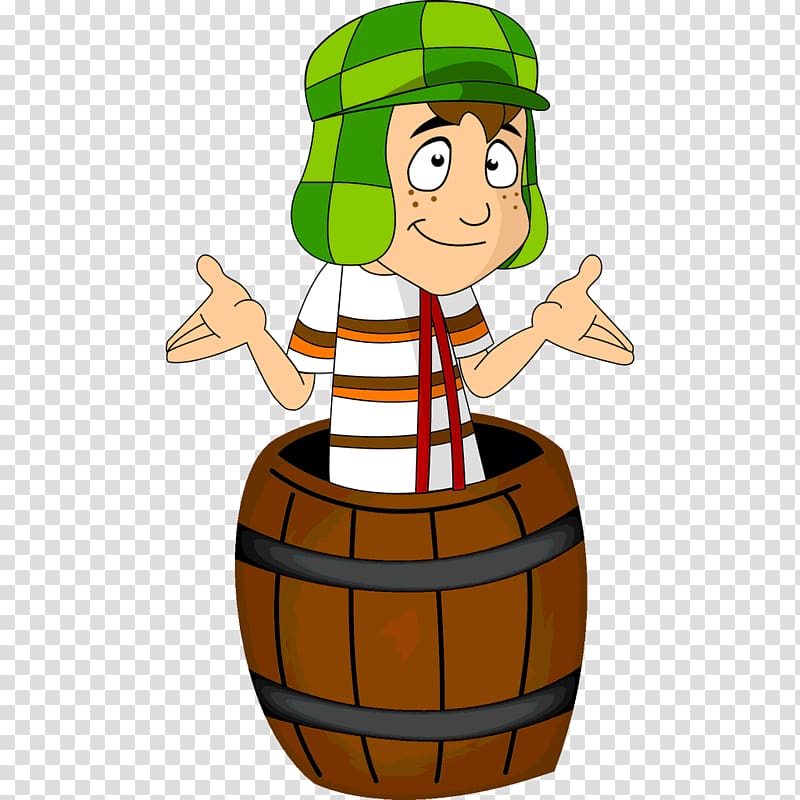 boy wearing green hat in barrel drum , La Chilindrina El Chavo del Ocho Profesor Jirafales Animation Character, jiminy cricket transparent background PNG clipart