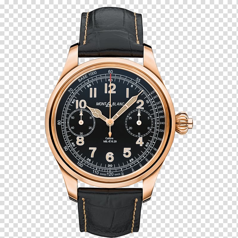Chronograph Montblanc Tachymeter Watch Movement, Montblanc watches mechanical watches black and gold male table transparent background PNG clipart