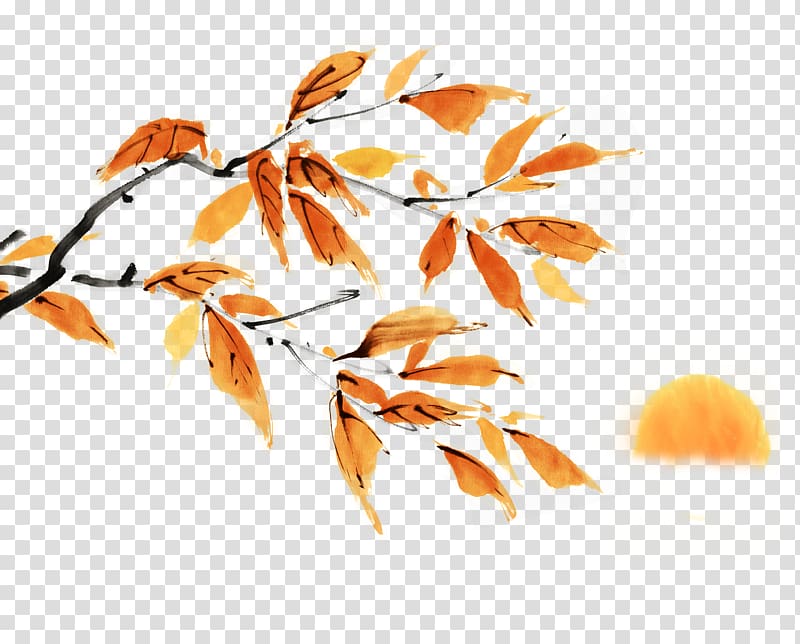 yellow and orange plant illustration, Chuseok Mid-Autumn Festival Guangzhou Baiyunshan Mingxing Pharmaceutical Co., Ltd., Chinese style painting advertising design transparent background PNG clipart