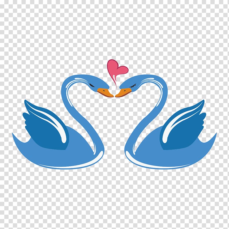 Swan Love Cartoon, mandarin duck transparent background PNG clipart
