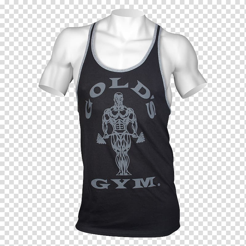 Gold\'s Gym Fitness Centre Bodybuilding Weight training Sleeveless shirt, Gold\'s Gym transparent background PNG clipart