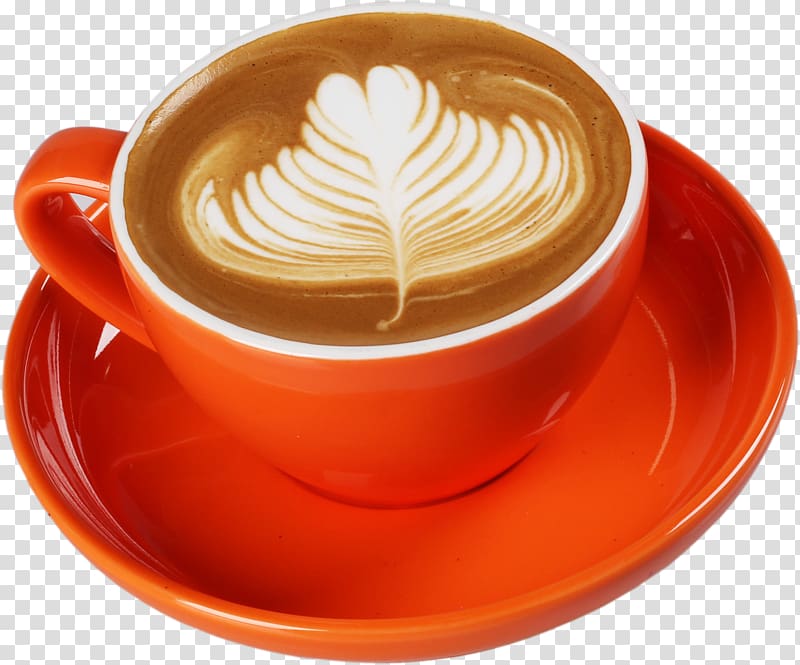 red ceramic teacup on saucer, Latte Coffee Tea Cappuccino Cuban espresso, Latte Coffee transparent background PNG clipart