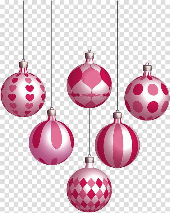 Christmas ornament Ball , pink decoration balls transparent background PNG clipart