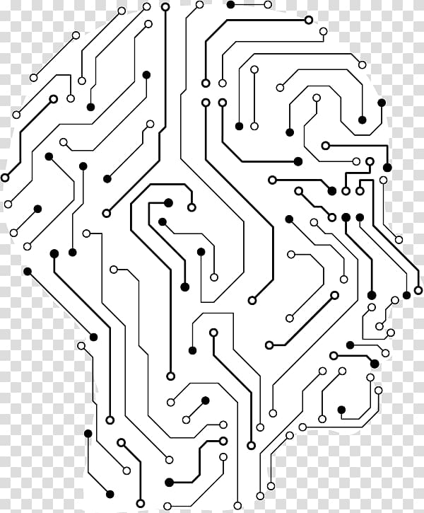 human head with circuit illustration, Electronic engineering Human head Brain Illustration, electronic circuit board design transparent background PNG clipart