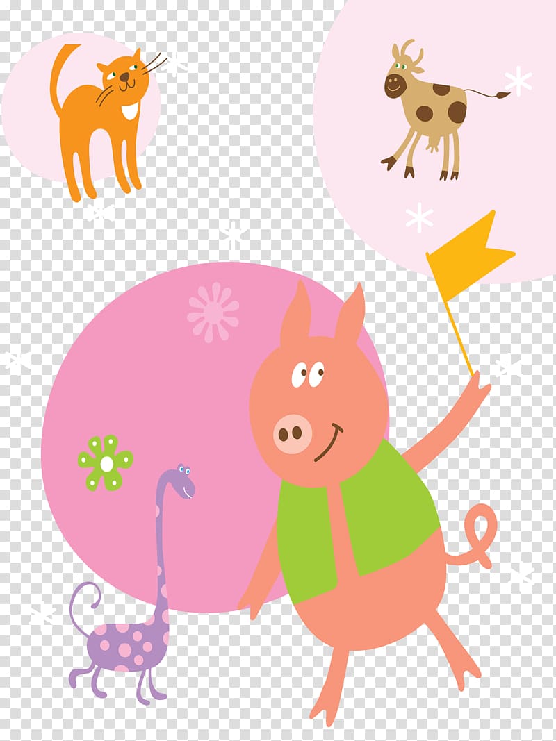 , Small pink pigs and its friends transparent background PNG clipart