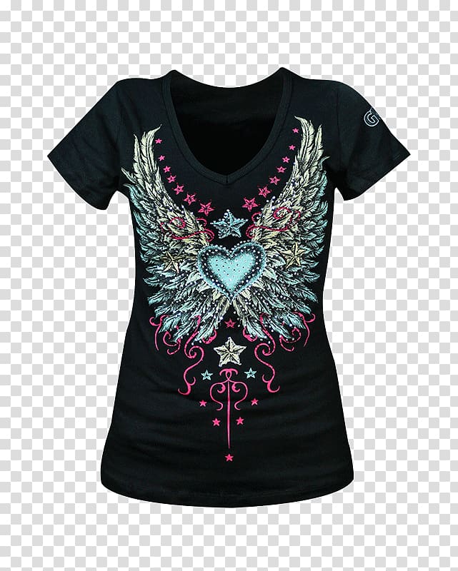 Printed T-shirt Sleeve Clothing, heart wings transparent background PNG clipart