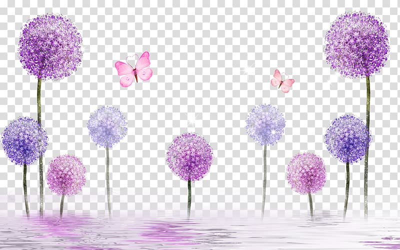 dandelion , Paper Flower Painting , Purple Dandelion transparent background PNG clipart