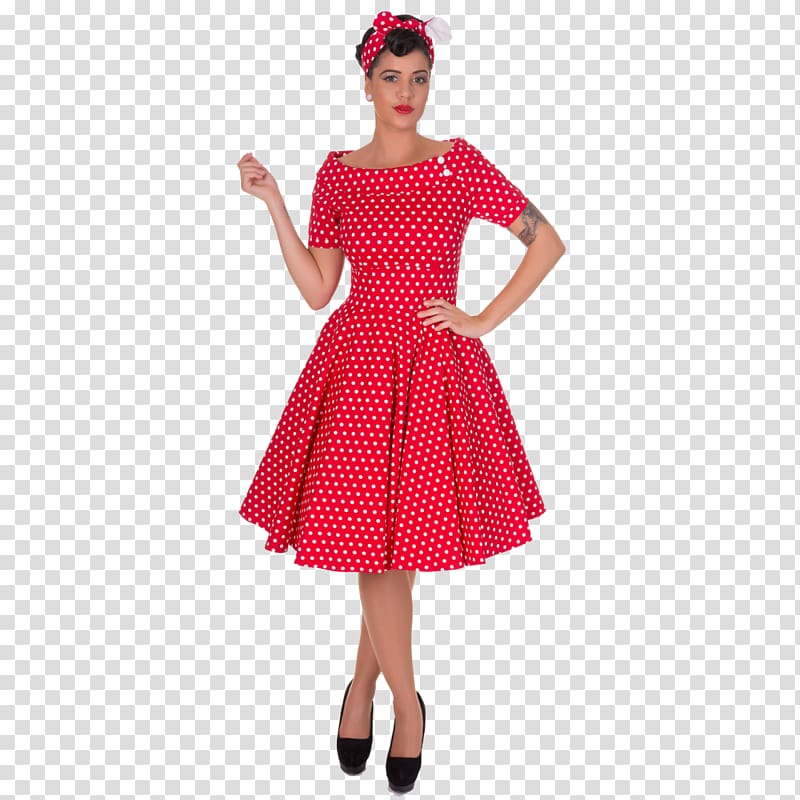 1950s Dress Polka dot Vintage clothing, dress transparent background PNG clipart