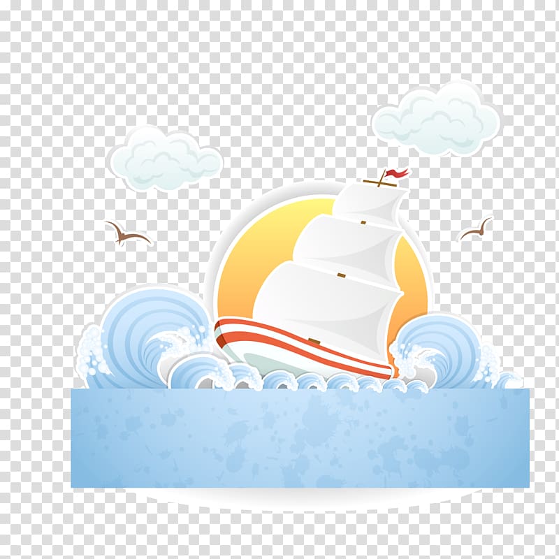 Poster Illustration, Waves on the boat material transparent background PNG clipart