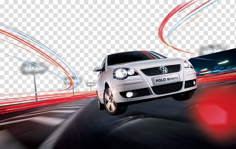 white Volkswagen Polo illustration, Car Vehicle, Speeding car transparent background PNG clipart