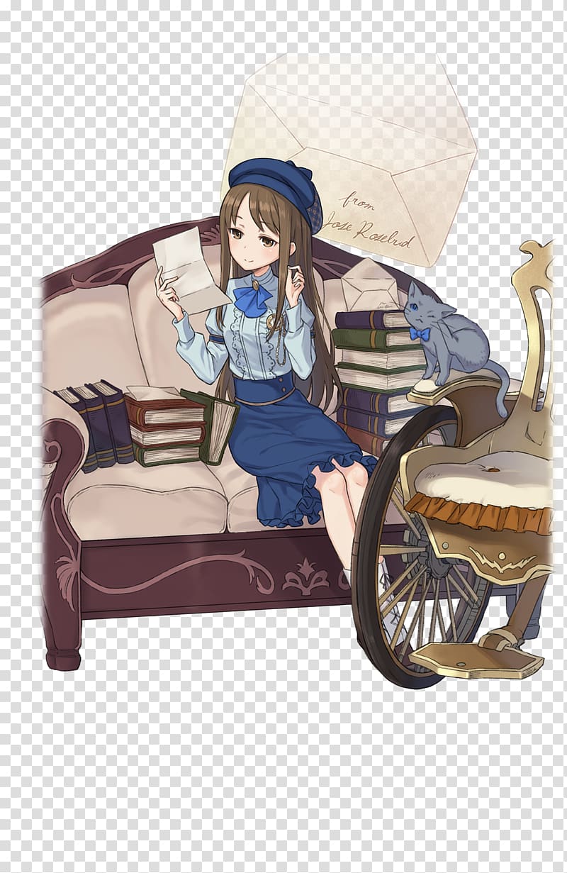 Anime Woman Couch Long hair Furniture, Old Couch transparent background PNG clipart