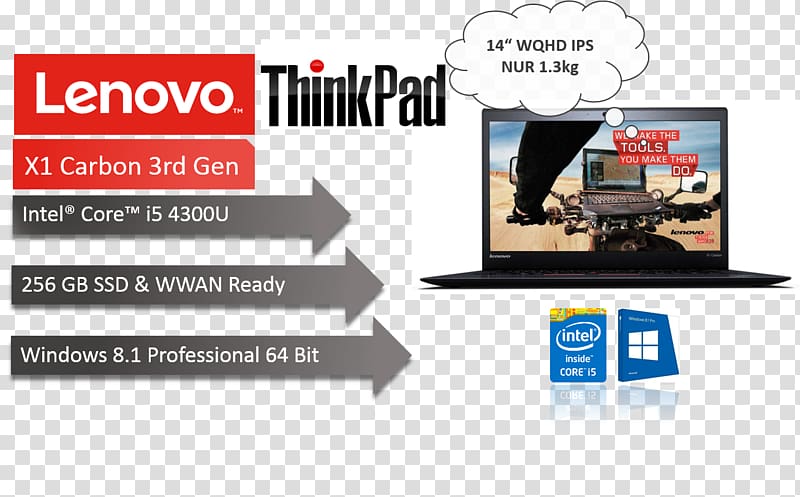 ThinkPad X1 Carbon Laptop ThinkPad X Series Intel Core i7 Lenovo V110 (15), Laptop transparent background PNG clipart