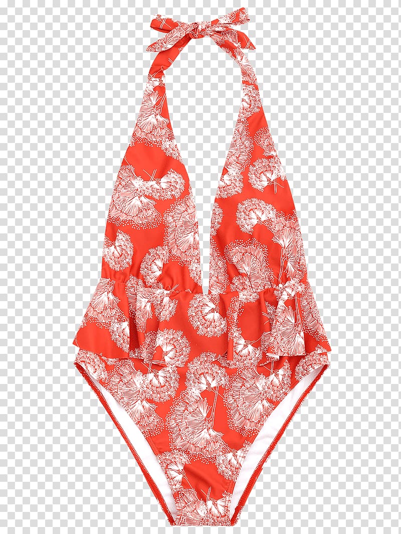One-piece swimsuit T-shirt Tube top Ruffle, pieces of red 2018 transparent background PNG clipart