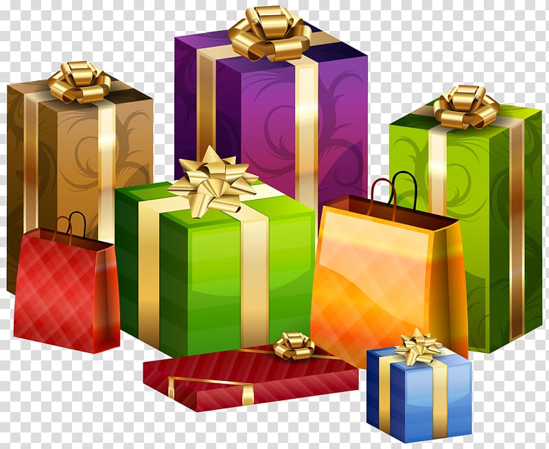 Assortedcolor gift boxes illustration, Gift wrapping