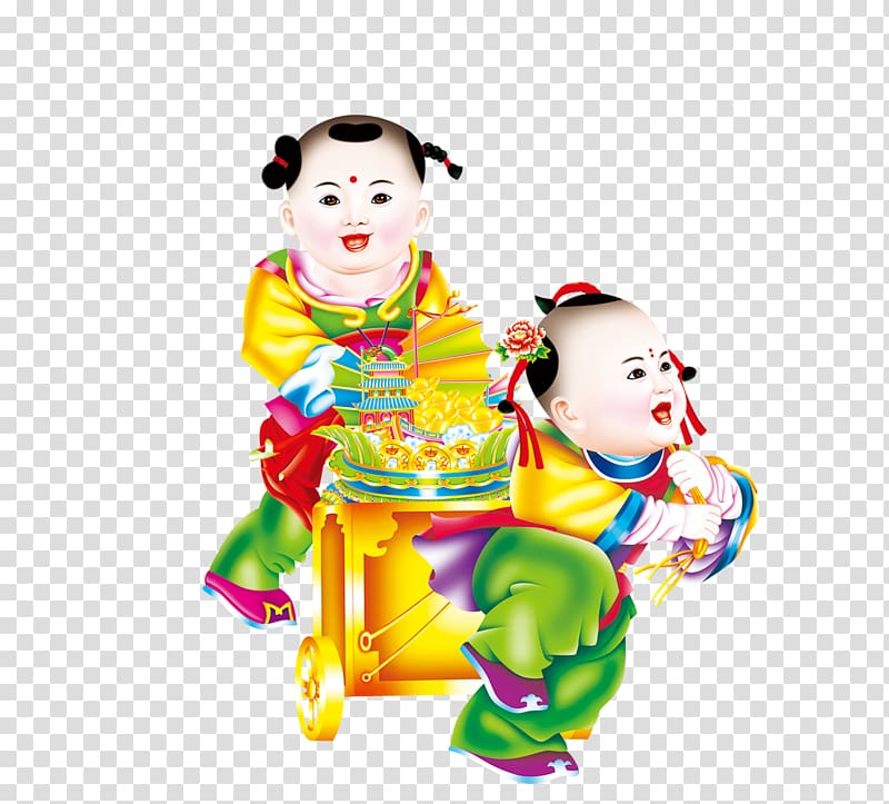 Chinese New Year Sudhana u7ae5u5b50 Fu, Send blessing boy transparent background PNG clipart