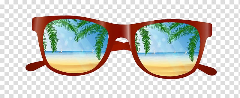 red framed sunglasses , Beach Computer file, Sunglasses transparent background PNG clipart