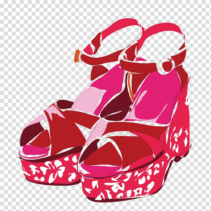 High-heeled footwear Red Shoe, fashion sandals transparent background PNG clipart