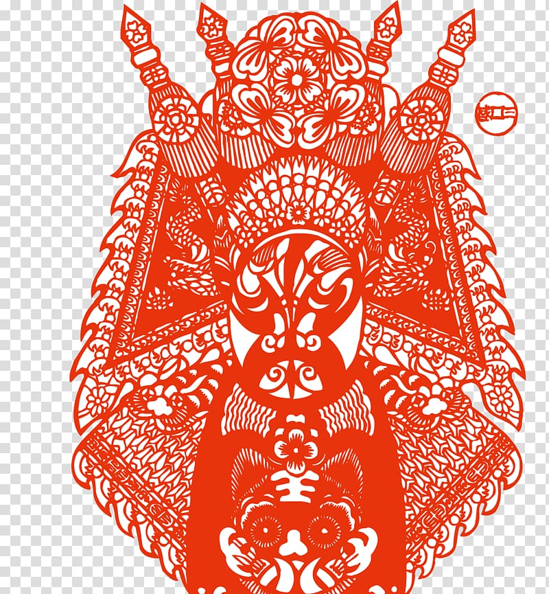 Chinese paper cutting China Peking opera, Facebook transparent background PNG clipart