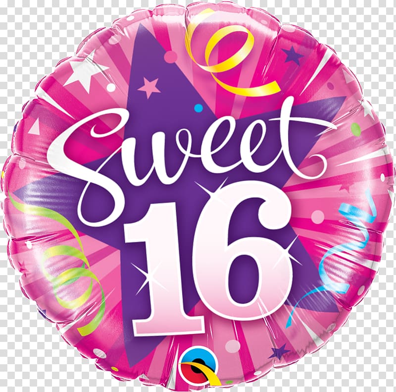 Sweet sixteen Mylar balloon Birthday Party, balloon transparent background PNG clipart