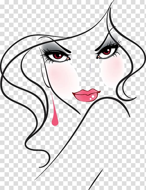 woman wearing pink lipstick art, Woman , Hand-painted girl Jane pen transparent background PNG clipart