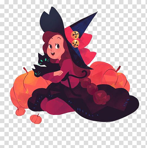 Drawing Witchcraft Illustration, Small hand-painted cartoon witch transparent background PNG clipart