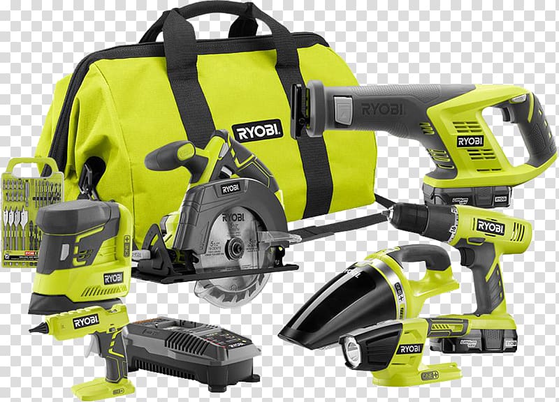 w/o battery 18 V Ryobi One+ Ryobi One+ 6-Piece Ultimate Combo Kit P884 Power tool, COMBO OFFERS transparent background PNG clipart