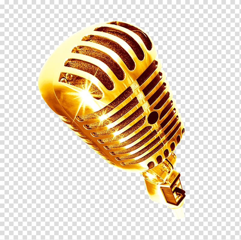 gold microphone, Microphone Icon, Gold microphone transparent background PNG clipart